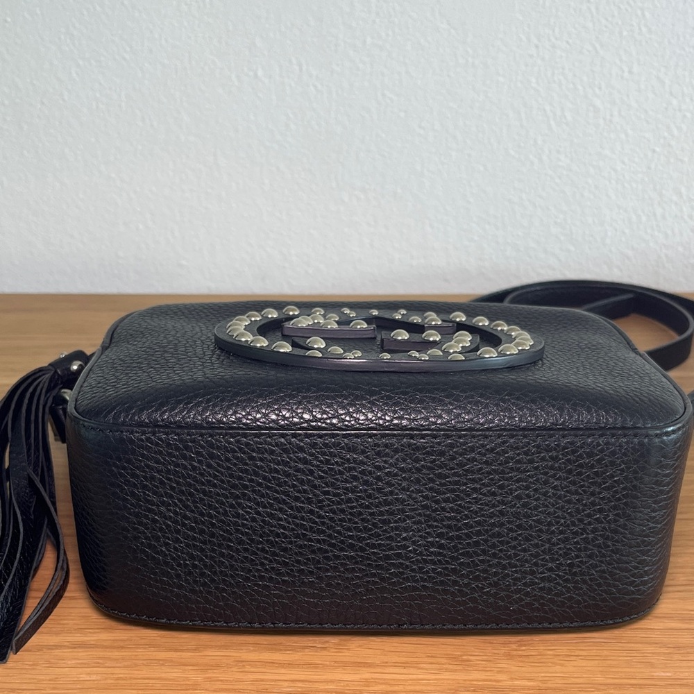 GUCCI Pebbled Calfskin Soho Studded Disco Bag in Black - Picture 11 of 13